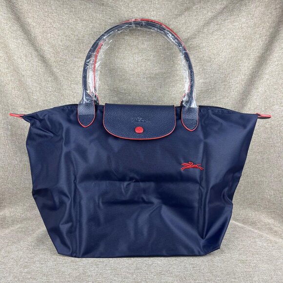 NWT Longchamp Le Pliage Original Large Shoulder Nylon Bag Tote Navy - Picture 4 of 10